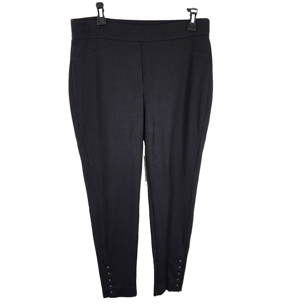 Chicos Womens Ponte Rivet Stud Legging Pant Pull On Black Size 2 US 12 High Rise